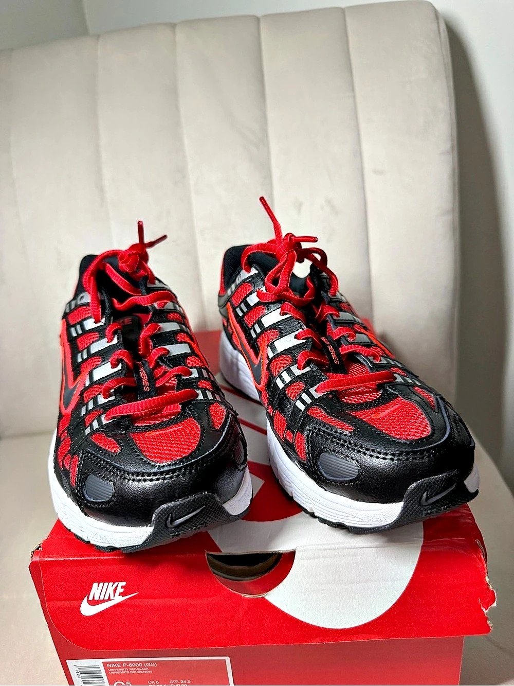Nike P-6000 Soft Pearl University Red Black Sneakers